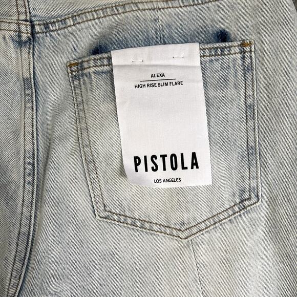 Pistola Revolve Alexa Jeans Women's 31 High Rise Flare Raw Split Hem NWT - Picture 7 of 14